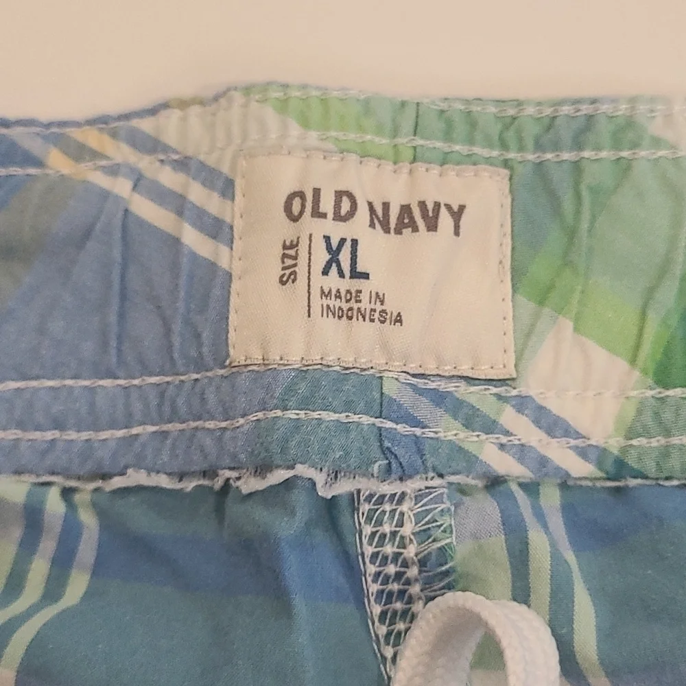 3/$20 Old Navy Blue/Green Plaid Swim Trunks